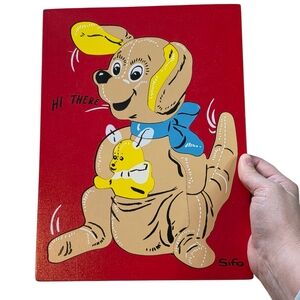 Vintage RARE Sifo Kangaroo 11 Piece Inset Woodboard Puzzle With Original Box